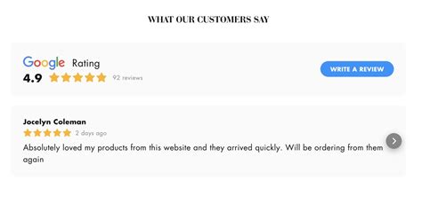 online store ratings and reviews.